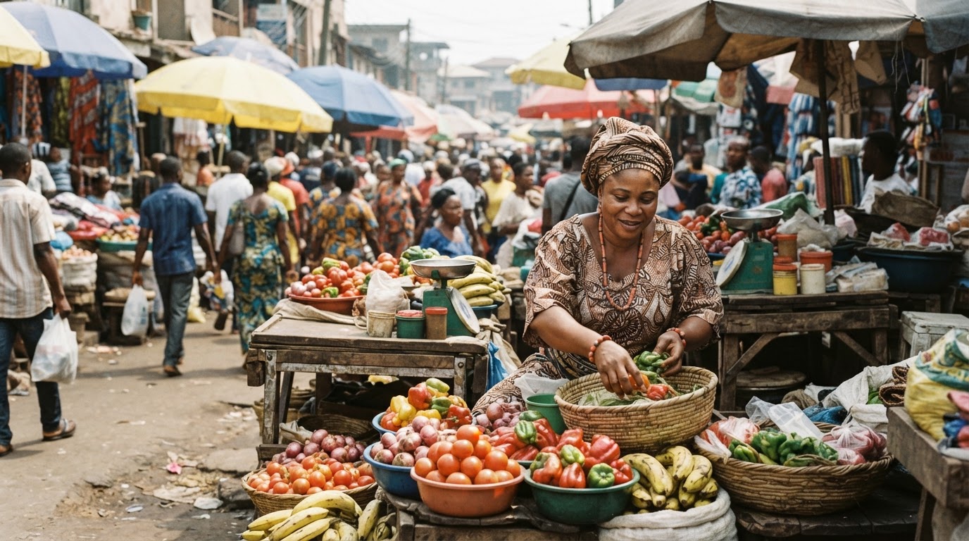 A busy open-air market